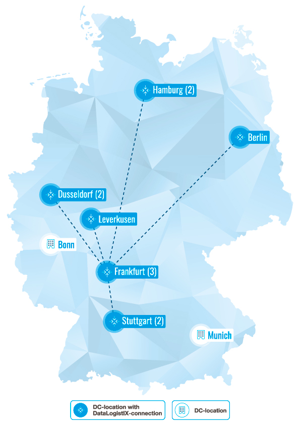 A map showing all ITENOS locations in Germany